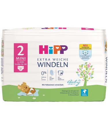 HiPP Babysanft Diapers Mini 2 Single Carry Pack Size 2 (31 Pieces)