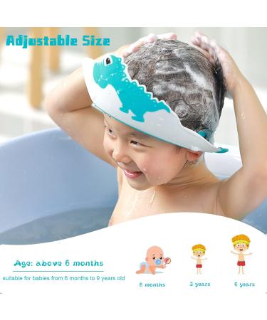 Baby Shower Cap KAMHBE Shower Caps for Kids Shield Adjustable Dinosaur Hair Washing Shampoo Shield Baby Visor for Eyes Ears and Face (dinosaur-blue) - Buy Online on SooperMarket.com
