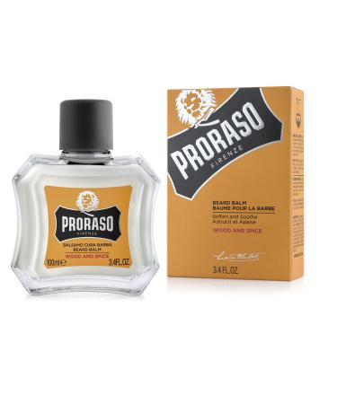 Proraso Beard Balm Wood and Spice 100ml Scented Beard Balm Softens Protects and Eases Itching and Discomfort Made in Italy Wood and Spice 100 ml (Pack of 1)