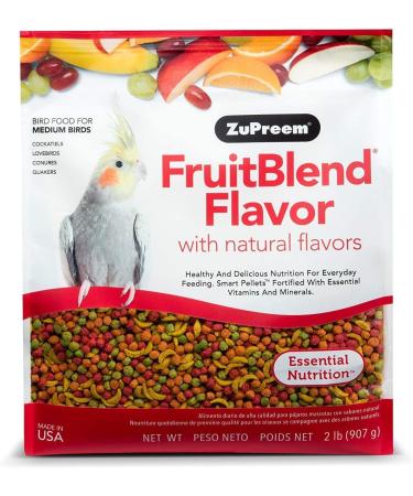 ZuPreem FruitBlend Flavor Pellets Bird Food for Medium Birds (Multiple Sizes) - Daily Blend Made in USA for Cockatiels Quakers Lovebirds Small Conures