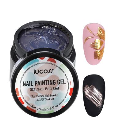 3D Painting Gel for Chrome Nail Powder Clear Painting Gel for Gel Nail Polish 3D Nail Foil Gel for Metallic Mirror Effect Nail Sculpture Gel for 3D Nail Art Drawing - 15ml 1 Fl Oz (Pack of 1)