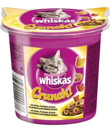 Whiskas Crunch for Cats - Delicious Chicken Turkey & Duck Snacks - 5-Pack of 100g (2 Packs) - Suitable for All Ages - Premium Cat Treats - Buy Online on SooperMarket.com
