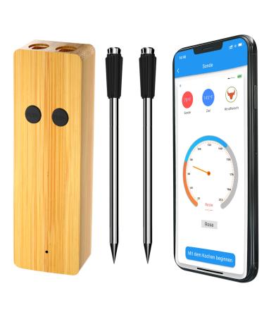 Meat thermometer wirelessly grill thermometer with two thinner probes App Bluetooth 100m Meat thermometer roast thermometer for oven grill Smoker rotisserie for the best dad JX268