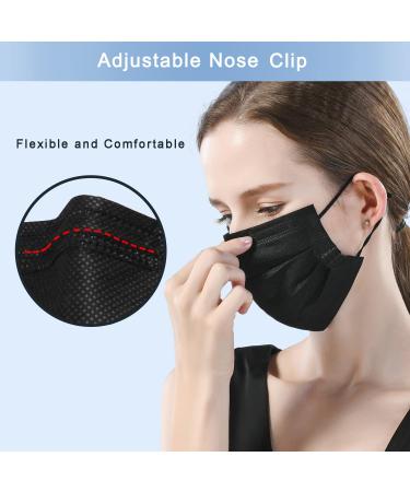 Trasign Black Disposable Face Masks - 100 Pcs | 3-Ply Earloop Mouth Cover | Breathable & Comfortable - Buy Online on SooperMarket.com
