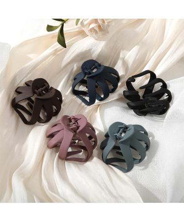5PCS Large Octopus Hair Claw Clips - Non-slip Strong Hold Matte Clips for Thick Hair - Set of 5 in Black, Gray, Blue, Pink, Brown - 3 Inch Spider Claw Clips for Women and Girls - Buy Online on SooperMarket.com