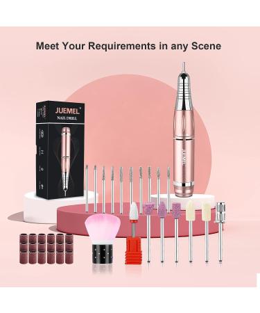 JUEMEL Portable Electric Nail Drill Kit 35000rpm - Professional Efile Set for Acrylic and Gel Nails - Manicure Pedicure Tool with 17pcs Bits and Accessories - Pink - Buy Online on SooperMarket.com
