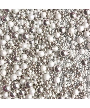 Wedding theme silver white bride ball mix Metallic Sprinkles for cupcake cookies cake toppers pearls balls metallic 100s and 1000s spring decoration cake cupcake topper DIAMONDS AND PEARLS