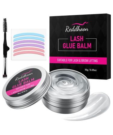 Lash Lift Glue Balm Kit Eyelash Lift Glue Adhesive & Lash Lift Rods with Brush for Lash Lift & Brow Lamination Strong Viscosity & Water Solubility for Eyelash Perm Kit 0.35Oz/10G Clear