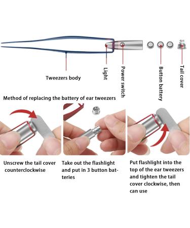 TITA-DONG LED Light Earpick Tweezers Set - Stainless Steel Ear Wax Remover Tool with Storage Box - Buy Online on SooperMarket.com