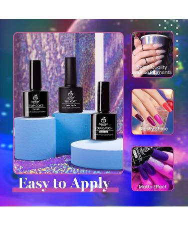 Beetles 20 Gel Nail Polish Kit Midnight Euphoria Collection Purple Blue Hot Pink Glitter Gel Polish Set Soak off Glossy & Matte Top Base Coat Nail Art Design Valentine's Day Gifts for Women Girls B-Midnight Euphoria - Buy Online on SooperMarket.com