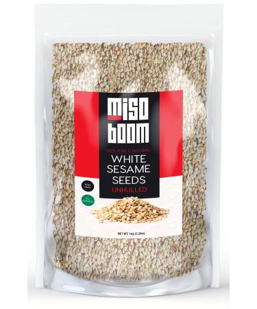White Sesame Seeds, 2.2 lb. Unhulled Toasted Sesame Seeds Bulk, Roasted Sesame Seeds for Cooking, Sesame Unhulled Bulk Sesame Seed, Gourmet Toasted Sushi Sesame seeds. 2.2 lb (1kg). By MisoBoom.