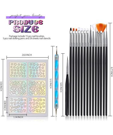 Teenitor Professional Nail Art Painting Kit - 15 Stencils, 15 Brushes, 5 Dotting Tools - Nail Pen Designer Set with Stickers for UV Gel Nail Art Beginners - Buy Online on SooperMarket.com