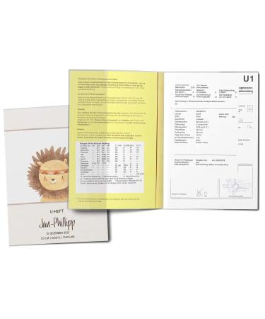 Personalized Lion U-Book & Vaccination Pass Cover Set - Baby Gift Protective Case for Birth Custom Name Indian Friends - Buy Online on SooperMarket.com