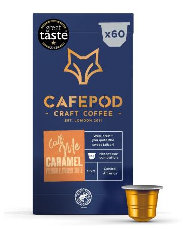 CafePod Flavoured Coffee Pods Nespresso Compatible Caramel 60 Aluminium Capsules Caramel 60 count (Pack of 1)