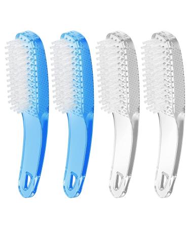 4 Pcs Nail Cleaning Brushes Larbois Plastic Handle Scrubbing Brush Fingernail Brush with Soft Bristles Nail Manicure Dust Brush for Hand Toes Nail Home Garden Salon use-Color 2 4pack-Color 2