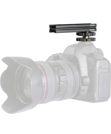 Movo DSE4 Adjustable Cold Shoe Extension Bar - Cold Shoe Rail for DSLR Accessories - Lights, Monitors, Microphones, and More (4")