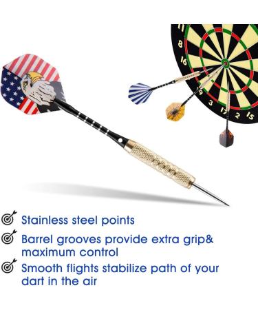 UZOPI 15 Pack Steel Tip Darts Set 18g with Sharpener & Extra Flights - Aluminum Shafts, Brass Barrels - Ideal for Rec Rooms, Man Caves, Bars & Game Rooms - Buy Online on SooperMarket.com