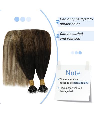 Youngsee Nanoring Extensions - Real Hair Balayage 35cm Nano Hair Extensions | Brown & Blond Shades | 50g #2/6/24 - Buy Online on SooperMarket.com