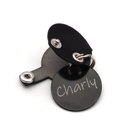 Personalized Dog Brand Pocket with Push Button - Engraved Synthetic Leather Tags in Blue Black Red Yellow | 30mm Control Space - Buy Online on SooperMarket.com