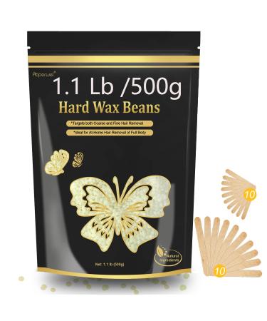 Wax Beads for Hair Removal, Waxing Beads for Sensitive Skin, 1LB Painless Wax Beans for Bikini, Eyebrow Facial for At Home Pearl Waxing Beads with 20 Spatulas for Women Men(Coconut))