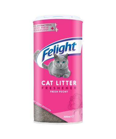 Felight Antibacterial Cat Litter Freshener Powder Floral Peony Scent - Effective Odour Control Longer Lasting Freshness Made in the UK (300ml) 300 ml (Pack of 1)