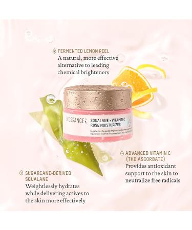 Biossance Squalane + Vitamin C Rose Moisturizer - Antioxidant-Rich Daily Moisturizer for Radiant Skin (1.69 fl oz) - Buy Online on SooperMarket.com