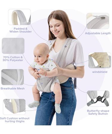 FUNUPUP 4-in-1 Baby Carrier | Portable Newborn to Toddler Sling | Breathable Mesh | Up to 35lbs | Grey - Buy Online on SooperMarket.com