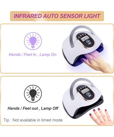Fahani 168W LED UV Nail Lamp for Gel Polish | Professional Nail Dryer with 36 UV Lights & Infrared Sensing | 4 Timers | Includes 12 Pcs Manicure/Pedicure Set | Portable Nail Art Curing Lamp - Buy Online on SooperMarket.com