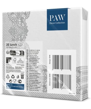 PAW 3-Layer Colorful Napkins (33x33 cm) - 20 Pieces for Communion Weddings Confirmations & Celebrations | Royal Lace Silver Design - Buy Online on SooperMarket.com
