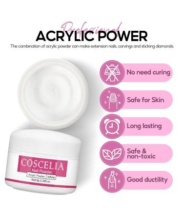 COSCELIA 3D Nail Extensions Powder - White 8g No Lamp Required | Shop Now for International Shipping - Buy Online on SooperMarket.com