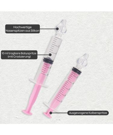 Nasal Irrigation for Baby - 2PCS Professional Nasal Syringe with Reusable Silicone Tip - Pink | Baby Nose Sucker for Nasal Hygiene - Buy Online on SooperMarket.com