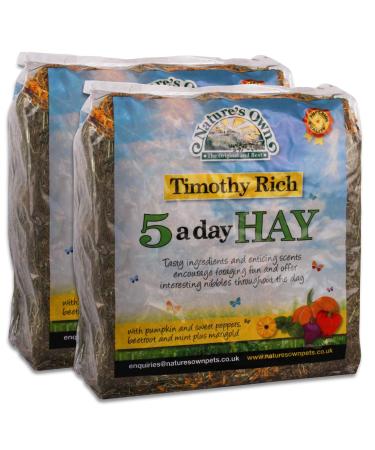 Tigerbox 2 Kilogram Natures Own Timothy Rich 5 a Day Hay Foraging Feed for Rabbits Guinea Pigs Chinchillas 2 kg (Pack of 1)