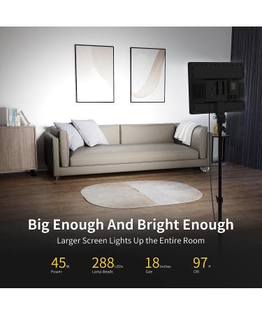 RALENO 45W LED Video Light 18'' CRI97 Bi-Color 3200-5600K with Remote for YouTube/Photography - Buy Online on SooperMarket.com