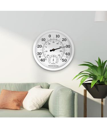 Indoor Outdoor Thermometer Hygrometer - 10 Inch with Large Numbers | 2-in-1 White Thermometer for Terrace & Home - Buy Online on SooperMarket.com