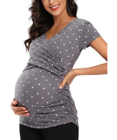 Love2Mi Maternity Nursing Shirt XL Short Sleeve V-Neck - Flower45 Print | Breastfeeding T-Shirt for Pregnancy - Buy Online on SooperMarket.com