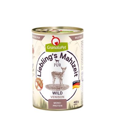 Granapet Darling's Meal Wild wet food for dogs dog food without grain & sugar additives single feed with high meat content & high -quality oils 6 x 400 g wild pure 400 g (6 Pack)