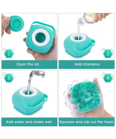 Molain Silicone Dog Cat Bath Brush Comb - Soft Grooming & Massage Brush with Shampoo Dispenser (Blue) - Buy Online on SooperMarket.com