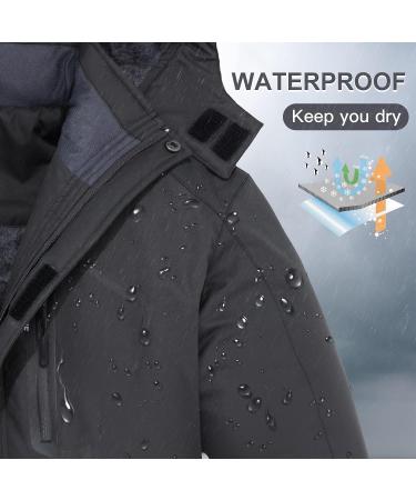 Farvalue Men's Waterproof Ski Jacket | Winter Warm Snow Coat with Hood - Grey | Large Size - Buy Online on SooperMarket.com