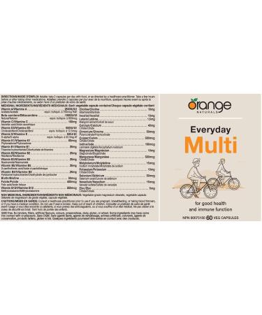 Orange Naturals - Everyday Multi - 60 Capsules - Immune Support Supplement - Multivitamin for Men & Women - Multi Antioxidant Supplement - Healthy Bones Healthy Teeth Healthy Eyes and Energy Support - Buy Online on SooperMarket.com