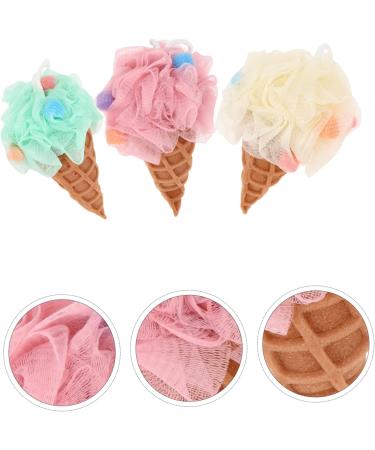 FRCOLOR Body Scrubber Set - 3pcs Ice Cream Bath Balls & Puff for Spa-Quality Cleansing | Perfect Loofah Cleaner & Bathing Sponge for All Skin Types - Buy Online on SooperMarket.com