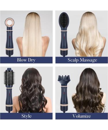 PARWIN PRO BEAUTY 4 in 1 Hairdryer Hot Air Brush Set - 1000 Watts Blue | Drying, Smoothing, Volume, Styling Ion Care - Buy Online on SooperMarket.com