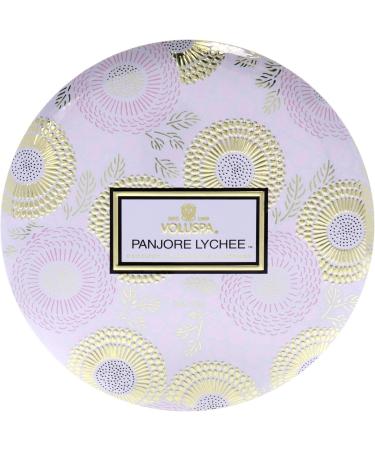 Voluspa Panjore Lychee 3 Wick Tin Candle 12 ounce 40 Hour Burn Time All Natural Wicks and Coconut Wax for Clean Burning Vegan Poured in the USA