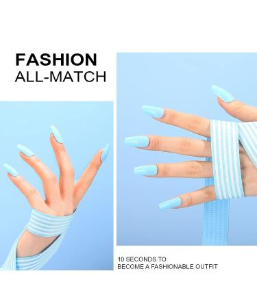 AILLSA Blue Gel Nail Strips - Long Lasting Full Nail Wraps for Women | 20pcs - Buy Online on SooperMarket.com