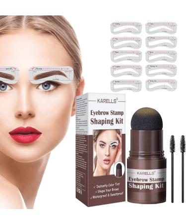 Brow Stamp Waterproof Makeup Eyebrow Powder Stencil Kit One Step Brow Stamp Shaping Kit for Grooming and Drawing Brows Reusable Eyebrow Tint Styling Tool Eye Brow Stamp with Brow Brush Cosmetic Tool - Buy Online on SooperMarket.com