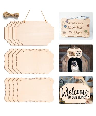 12PCS Unfinished Wood Crafts Blanks  Rectangle-Shaped Wood Ornaments Plaques for Crafts  Unfinished Wood Sign for DIY Hanging Decorations  Painting  Wood Burning  Fathers Day Gifts  8.8 x 5.7 Inches 3 Styles