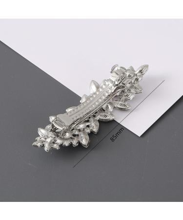 Crystal Pearl Rhinestone Barrette 2Pcs - Elegant Wedding Hair Accessories for Women - Buy Online on SooperMarket.com