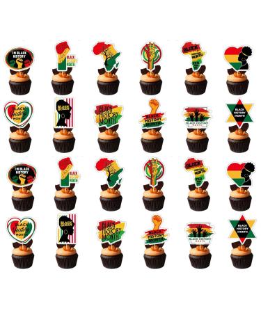 24Pcs Black History Month Cupcake Toppers Black History Month Cupcake Picks for African American