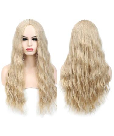SHINYSHOW 26 Blond 613 Long Wavy Wig | Middle Part Synthetic Halloween Cosplay Wig for Women - Buy Online on SooperMarket.com