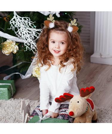 WLLHYF 4PCS Christmas Reindeer Antler Hair Clips with Pom Balls - Festive Party Cosplay Hair Accessories for Girls and Women - Buy Online on SooperMarket.com