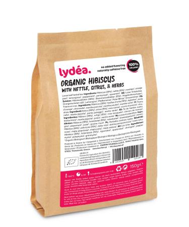 Lydea Organic Herbal Tea Hibiscus with Nettle Citrus & Herbs Loose Leaf Herbal Tea 150 g Sachet